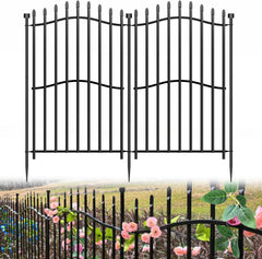 10 Panels Tall No Dig Garden Fence - 40in H x 22.5ft L, Reinforced Square Tube Rustproof Animal Barrier, Decorative