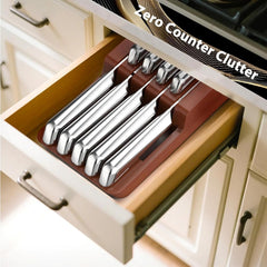 10 PCS Stainless Steel Drawer Knife Set with Wooden Organizer | Japanese High-Carbon Stainless Steel Blades |