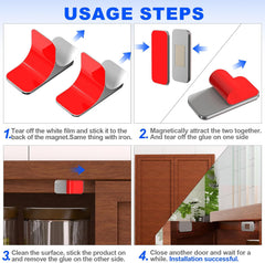 10 Pack Magnetic Cabinet Door Catch, Ultra Thin Cabinet Door Magnets, Adhesive Drawer Magnets to Stay Closed, Stainless