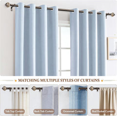 1 Inch Curtain Rods for Windows Bronze Heavy Duty Curtain Rod, Adjustable Long Drapery Rods