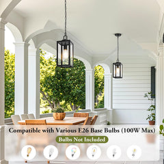 1-Pack Outdoor Pendant Light, 13” Modern Hanging Lantern Light for Outside