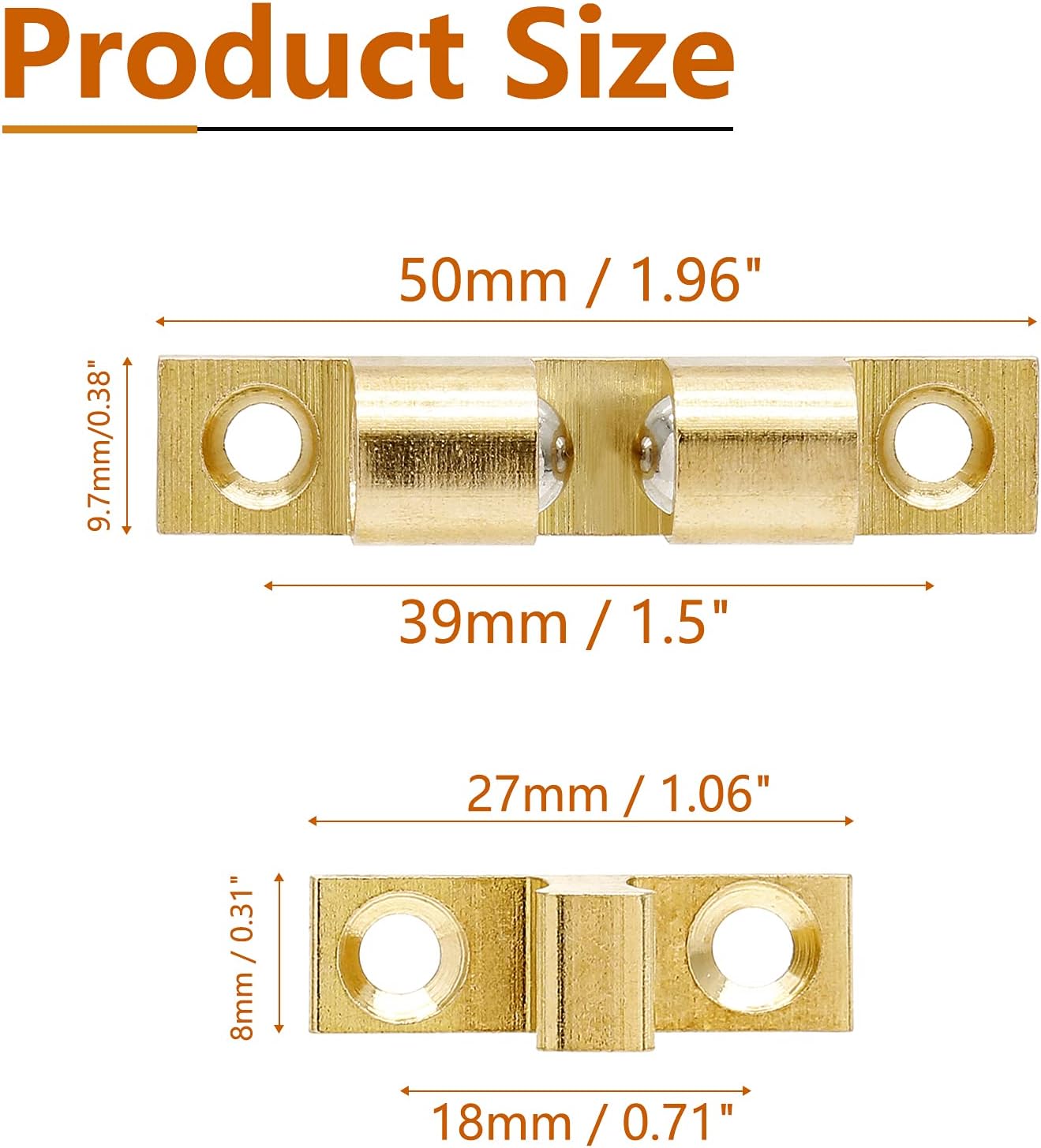 10 Pcs Solid Brass Cabinet Door Catch, Dual Ball Tension Latch 2" Closet Ball Roller Catch Latch with Screw (Gold, 50mm)