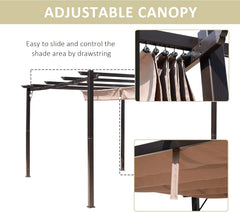 10' x 13' Aluminum Patio Pergola with Retractable Pergola Canopy, Backyard Shade Shelter for Porch, Outdoor Party