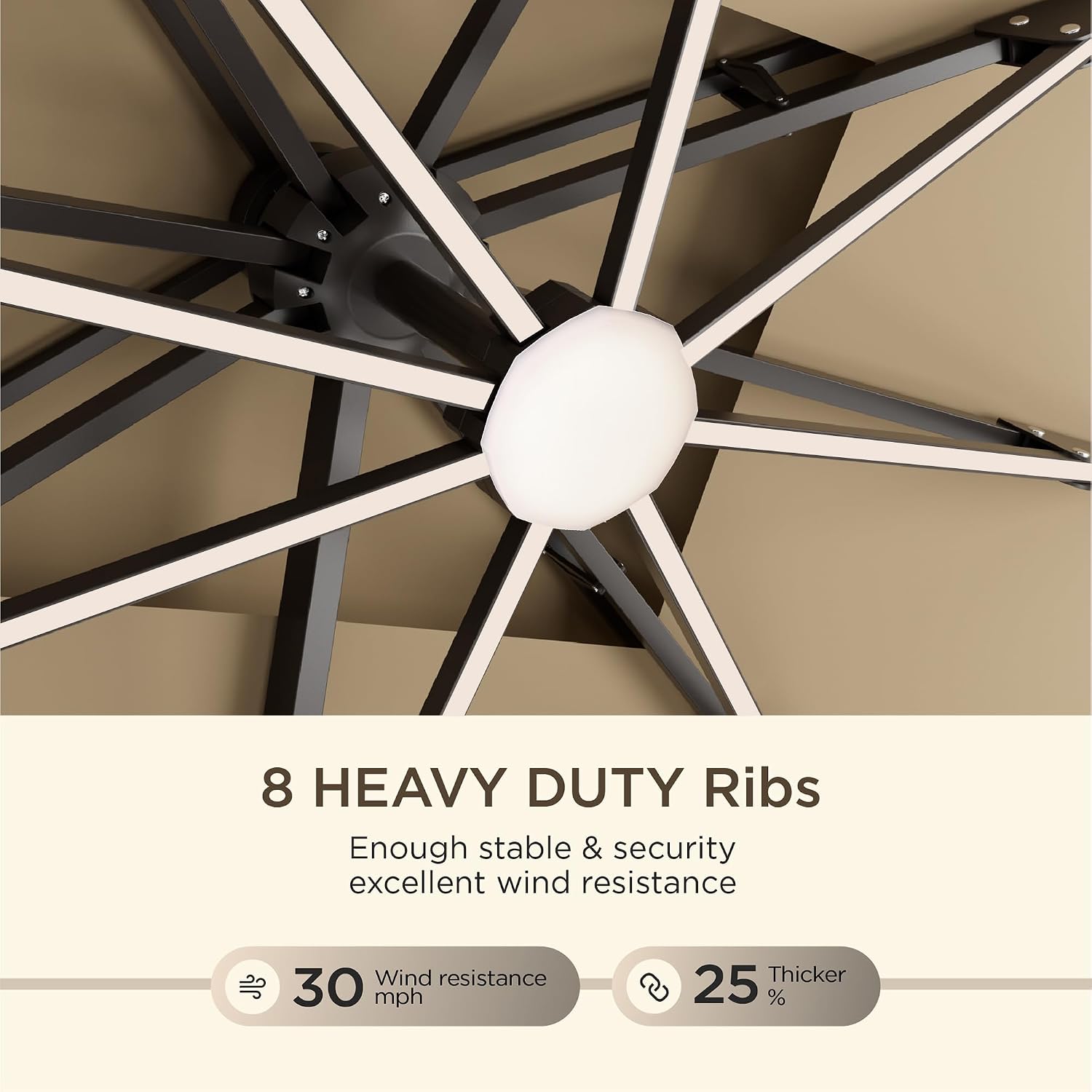 10' X 13 'Patio Umbrella with LED Lights Outdoor Cantilever Large Rectangle Offset Umbrellas Heavy Duty Aluminum Double