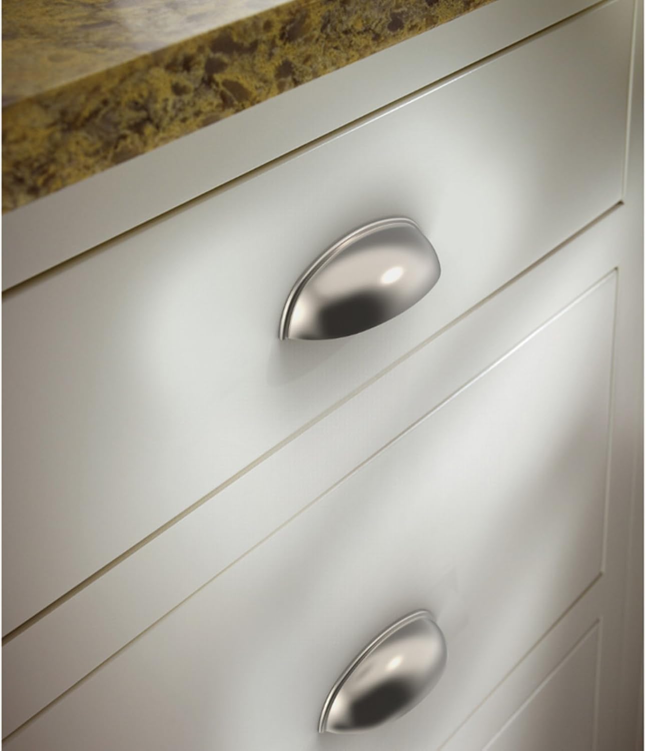 10 Pack Brushed Nickel Cabinet Handles 3 inch (76mm) Kitchen Cabinet Handles and Drawer Pulls for Cupboards and Dressers | Cup Pull