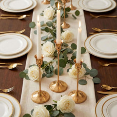 10 Sets Candle Holder Brass Gold Candlestick Holders -Vintage Modern Metal Taper Candle Holders, Decorative