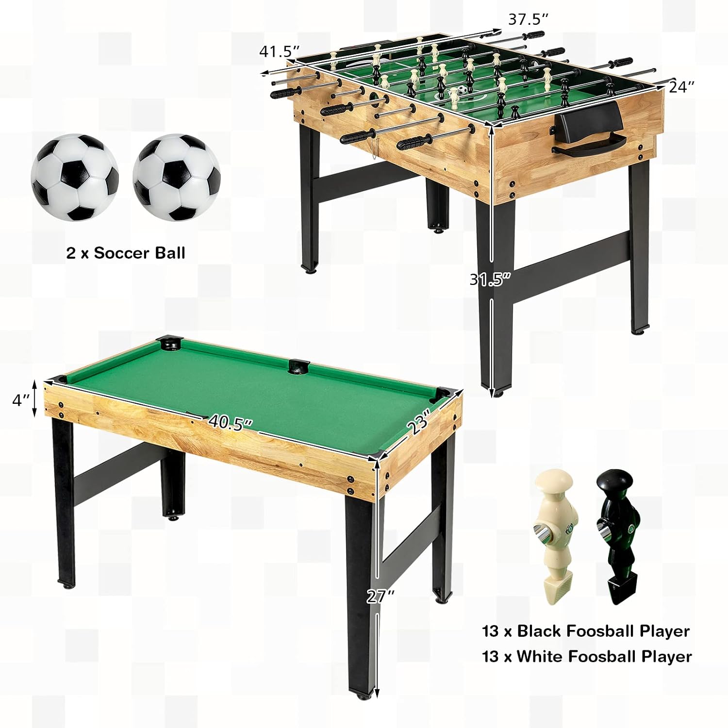 10-in-1 Multi Game Table, Combo Game Table Set w/Hockey, Foosball Pool Ping-Pong Chess Cards Checkers Bowling