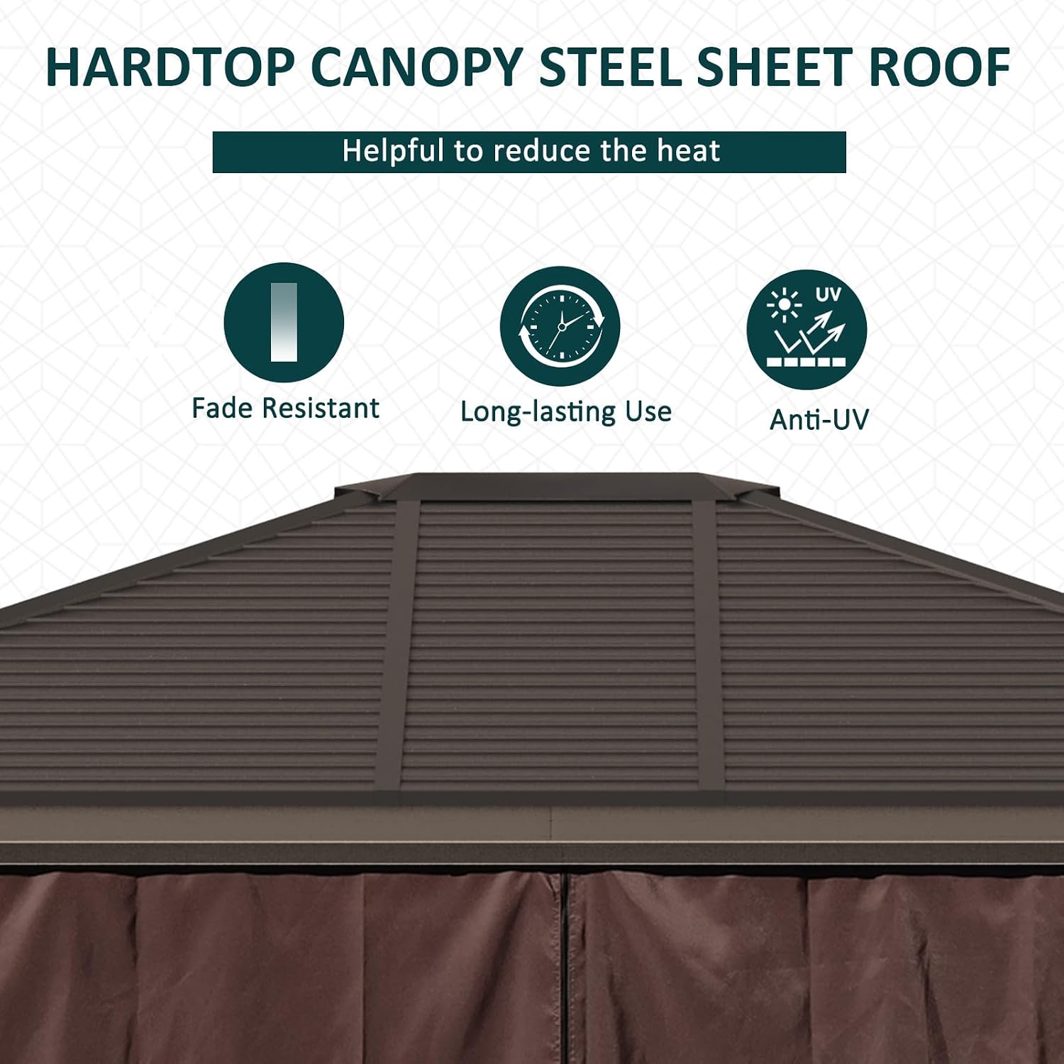 10' x 12' Hardtop Gazebo with Curtains and Netting