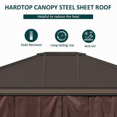 10' x 12' Hardtop Gazebo with Curtains and Netting