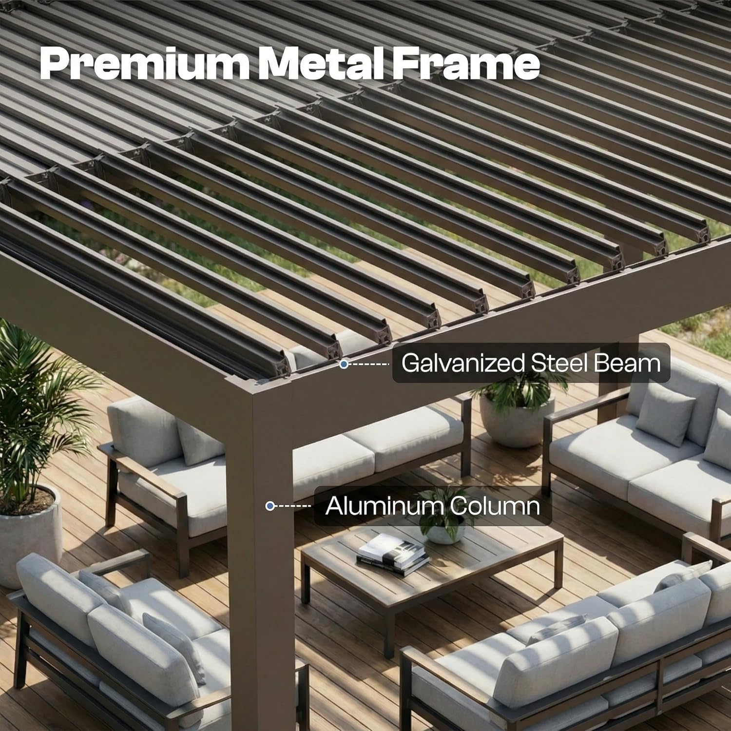 10' x 10' Louvered Pergola Outdoor Aluminum Pergola Kit with Adjustable Roof