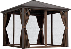 10' x 10' Hardtop Gazebo Canopy with Galvanized Steel Roof, Aluminum Frame