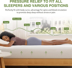10 Inch Queen Mattress, Memory Foam Mattress in a Box with Cooling Green Tea Gel, Relieve Pressure with Medium Firm