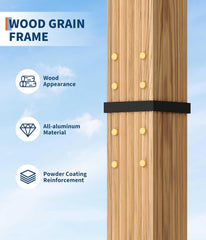 10 x 13 ft Wood-Grain Aluminum Pergola Outdoor Pergola with Retractable Canopy Sun Shade Shelter for Garden
