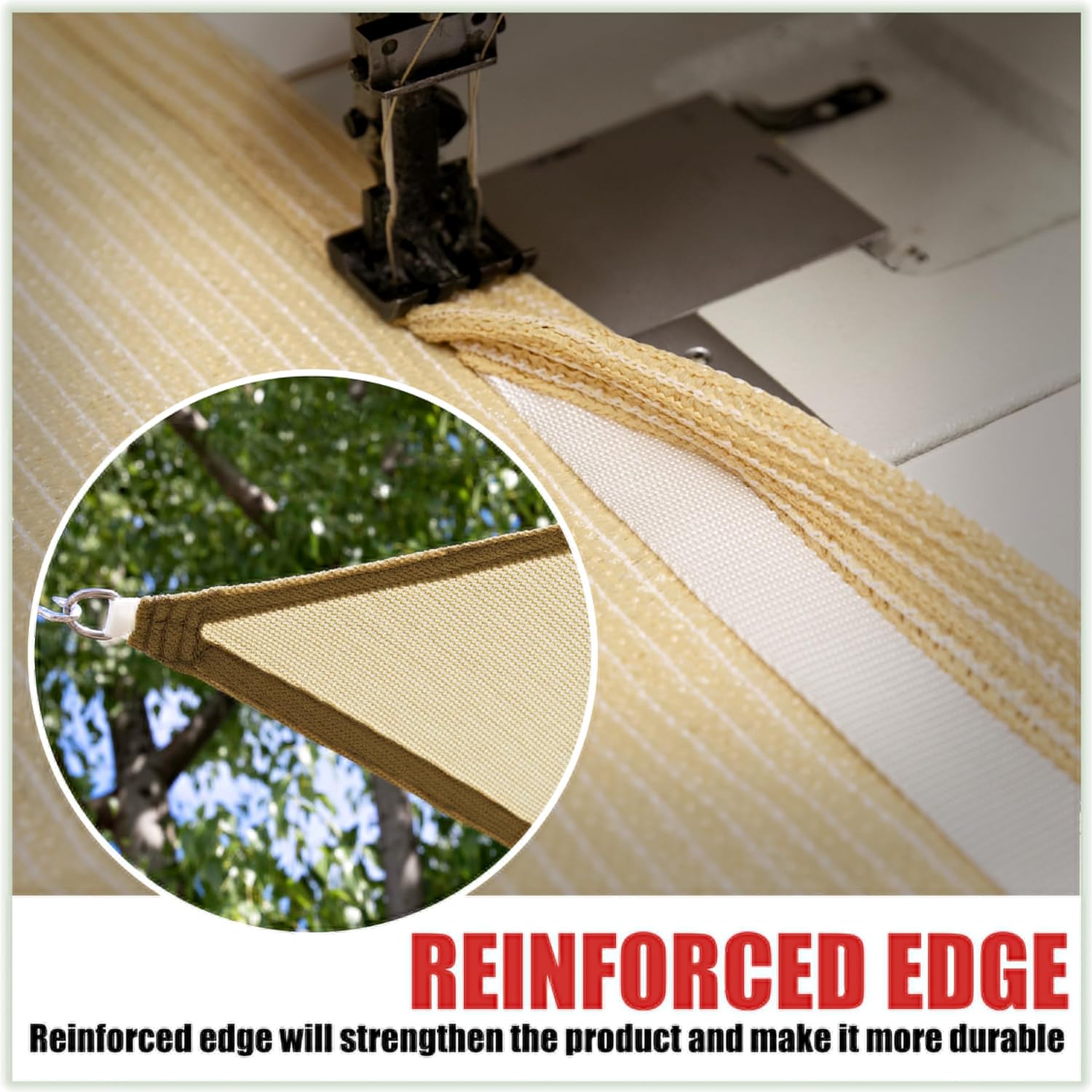 10' x 20' Beige Sun Shade Sail Rectangle Canopy Fabric Cloth Screen, Water Permeable & UV Block UPF50, Heavy Duty