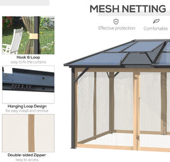 10' x 12' Hardtop Gazebo Canopy with Polycarbonate Roof, Aluminum Frame