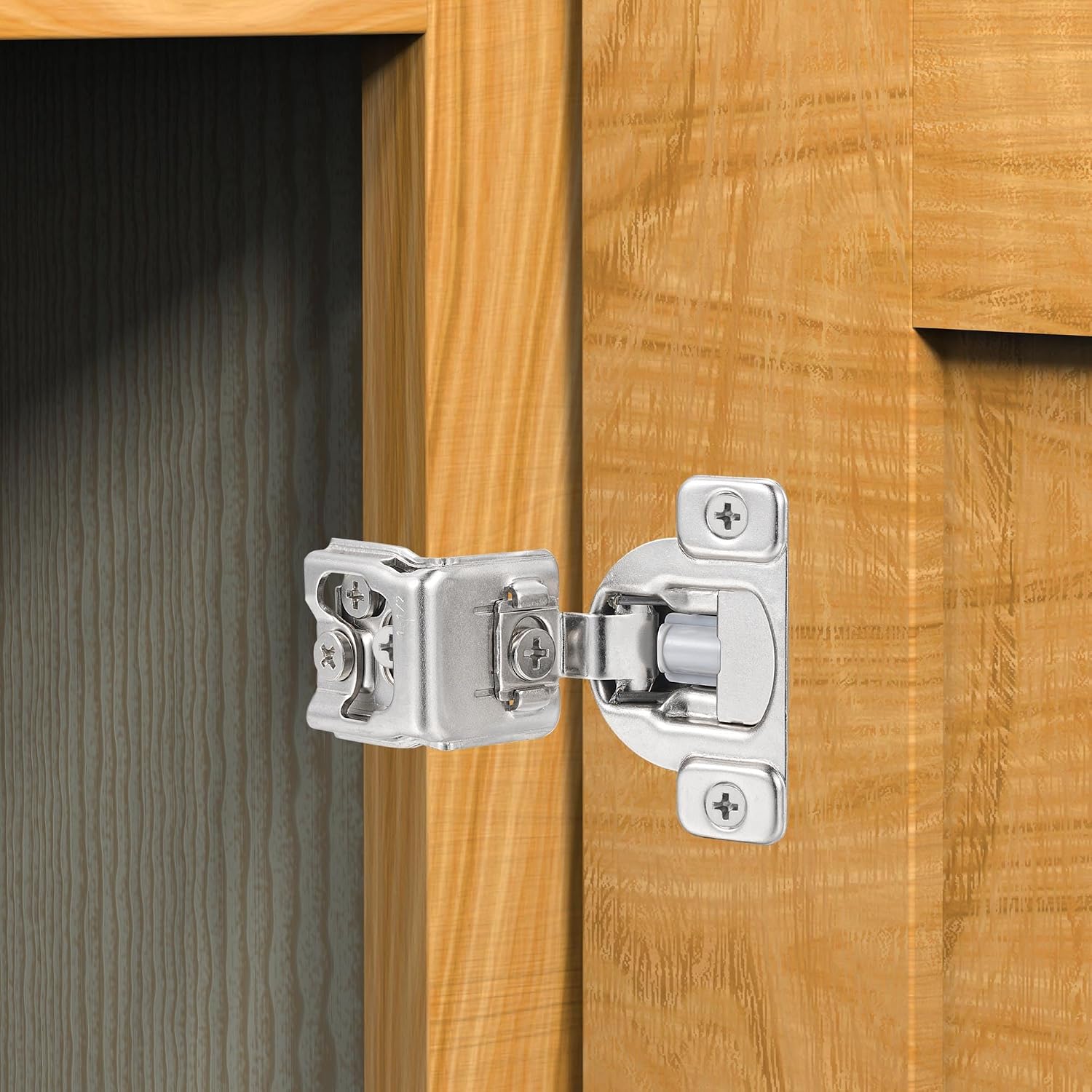 (4 Pack) 1-1/2 Inch Overlay Soft Close Cabinet Hinges, Kitchen Concealed Hinges for Face Frame Door, European Hinges