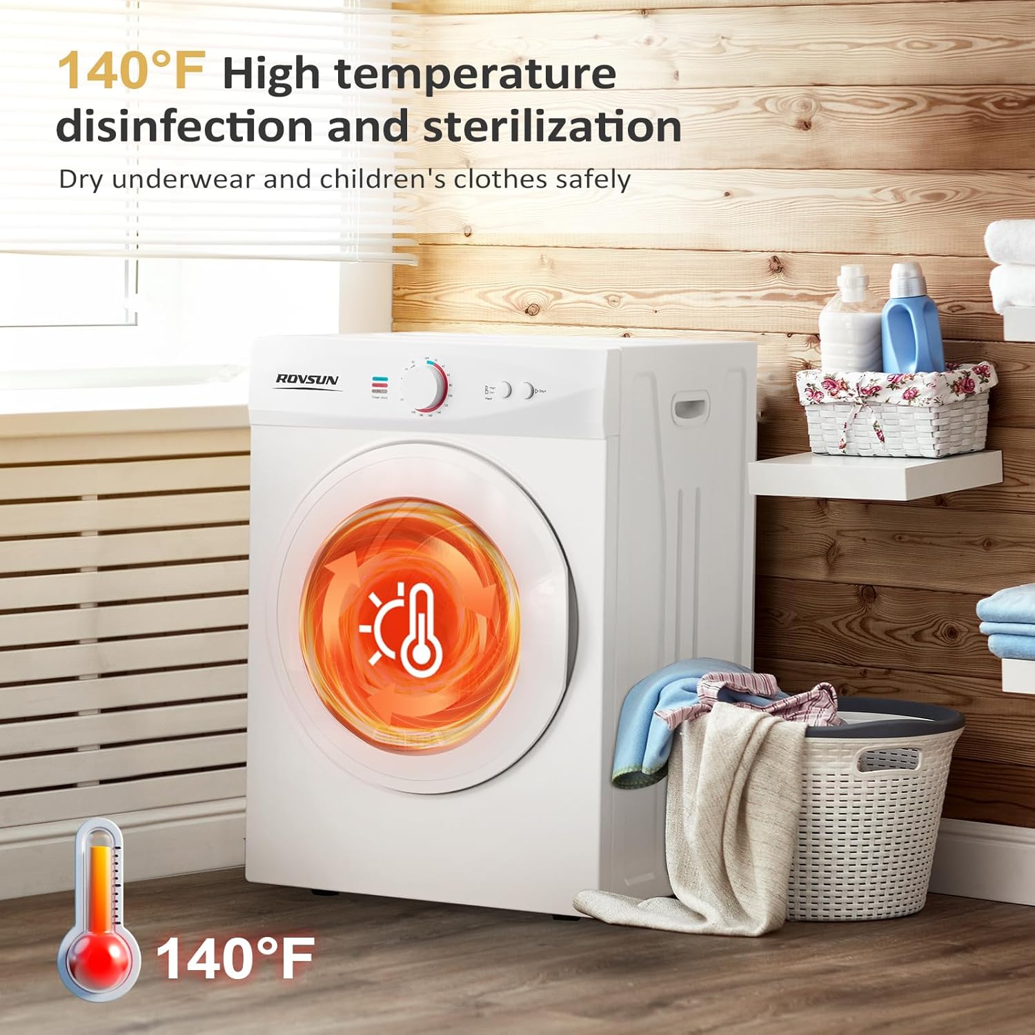 1.8CuFt Portable Clothes Dryer and 17.8LBS Full-Automatic Washing Machine Set, Compact Laundry Washer and Dryer Combo