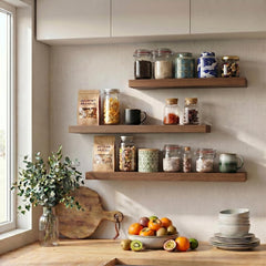10" Deep Floating Shelves with Invisible Brackets, 24" Wall Shelves Bedroom Living Room, Modern Rustic Shelves Decor
