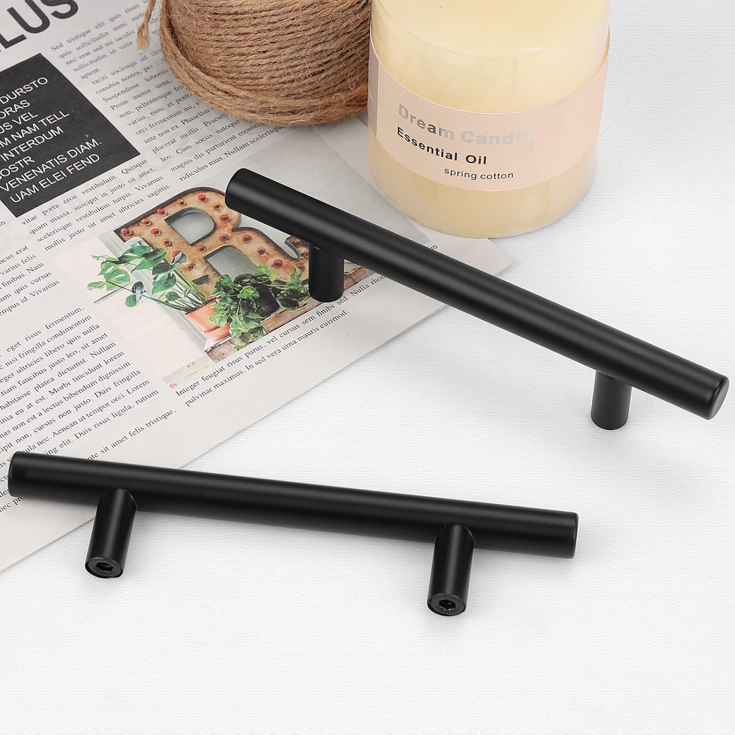 (5 Pack 2-1/2 inch Center-to-Center Black Bar Cabinet Pulls, 2 1/2 inch Drawer Pulls, Modern Cabinet Hardware Kitchen