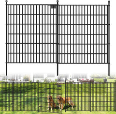 10 Panels No Dig Garden Fence with Gate, 32 in(H) X24.2 ft(L) Metal Fence Panels, Thickened Rustproof Garden Fencing