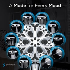 10-Mode Handheld Shower Head with Filter - 5" High Pressure Filtered Shower Head with Touch-to-Clean Nozzles, Built-In Power Jet, Stainless Steel 6ft Hose & Bracket (Polished Chrome)