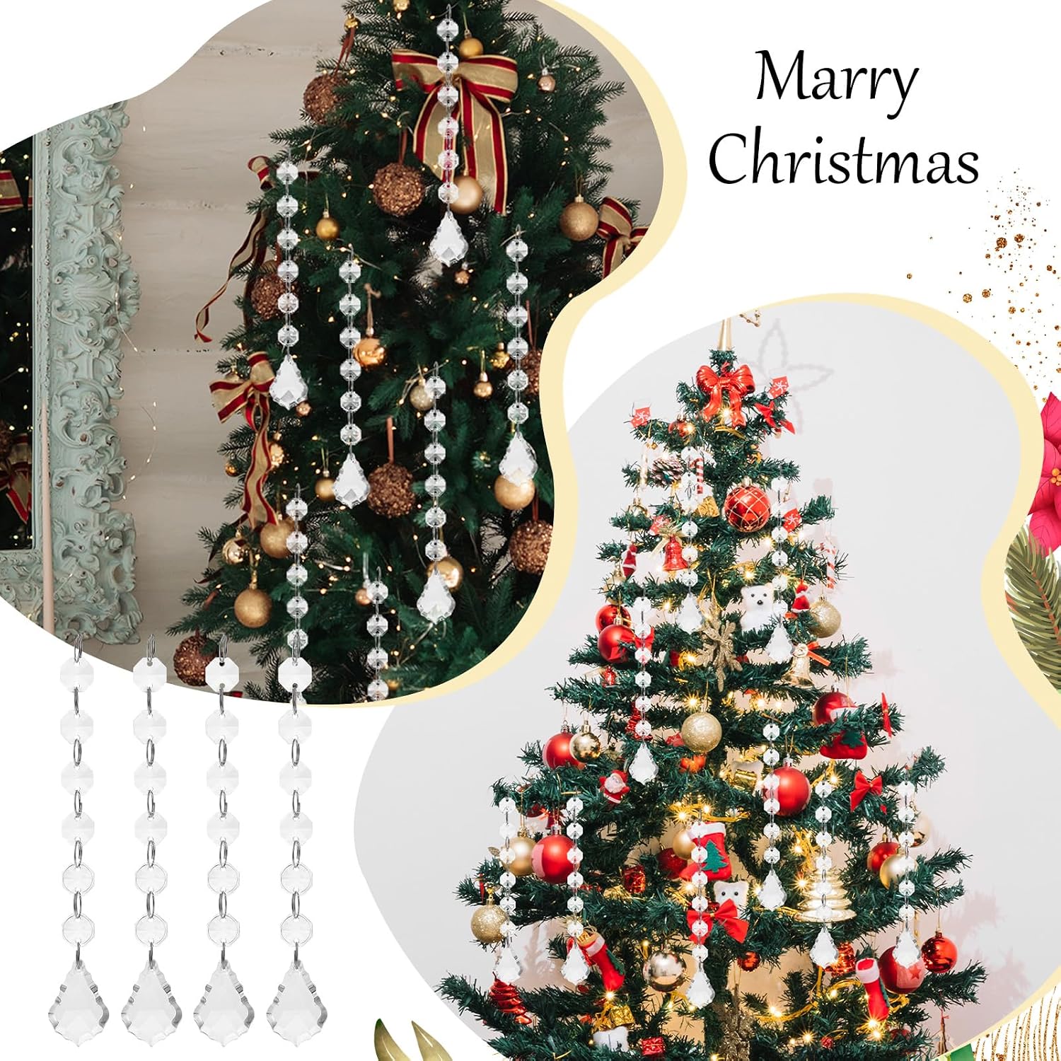 100 Pcs Acrylic Hanging Crystals for Centerpieces Chandelier Clear Crystal Garland Strands Ornament Acrylic Clear
