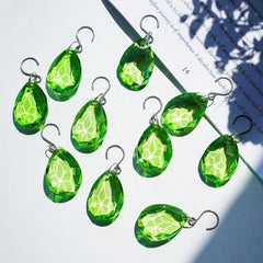 10 Pcs Green Crystal Bauhinia Suncatcher Prisms Chandelier Window Decor - Green Crystal Bauhinia Prisms Suncatcher