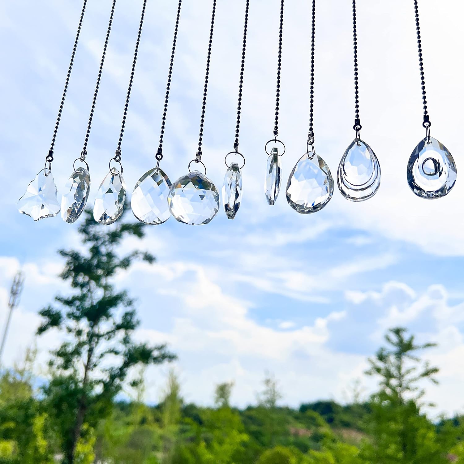10 Pack Crystal Sun Catcher Prisms, Chandelier Crystals Pendant Replacement - Clear Suncatchers for Window Hanging