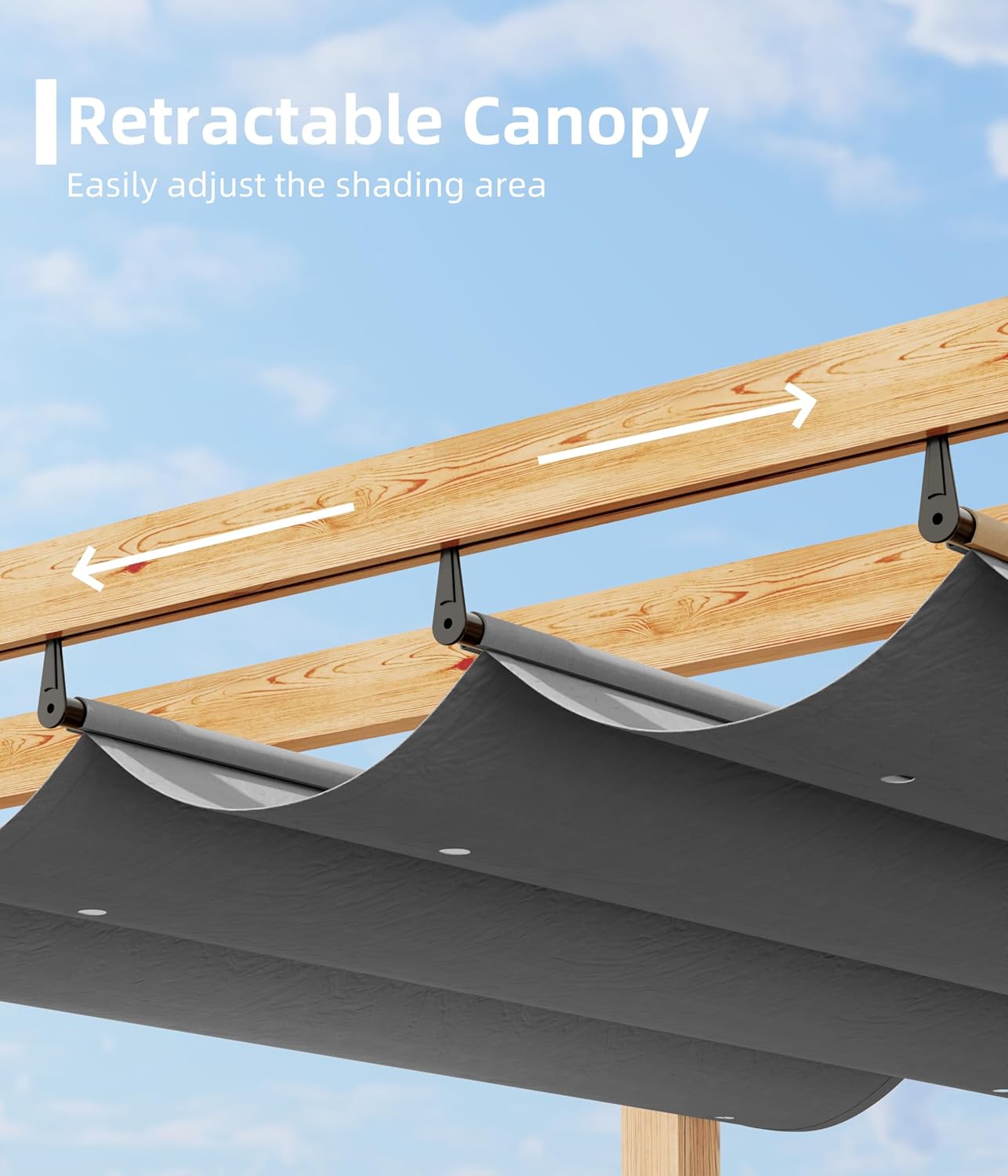 10' X 13' Outdoor Pergola with Retractable Canopy Aluminum Pergola Faux Wood Metal Pergolas Gazebo for Backyard, Deck