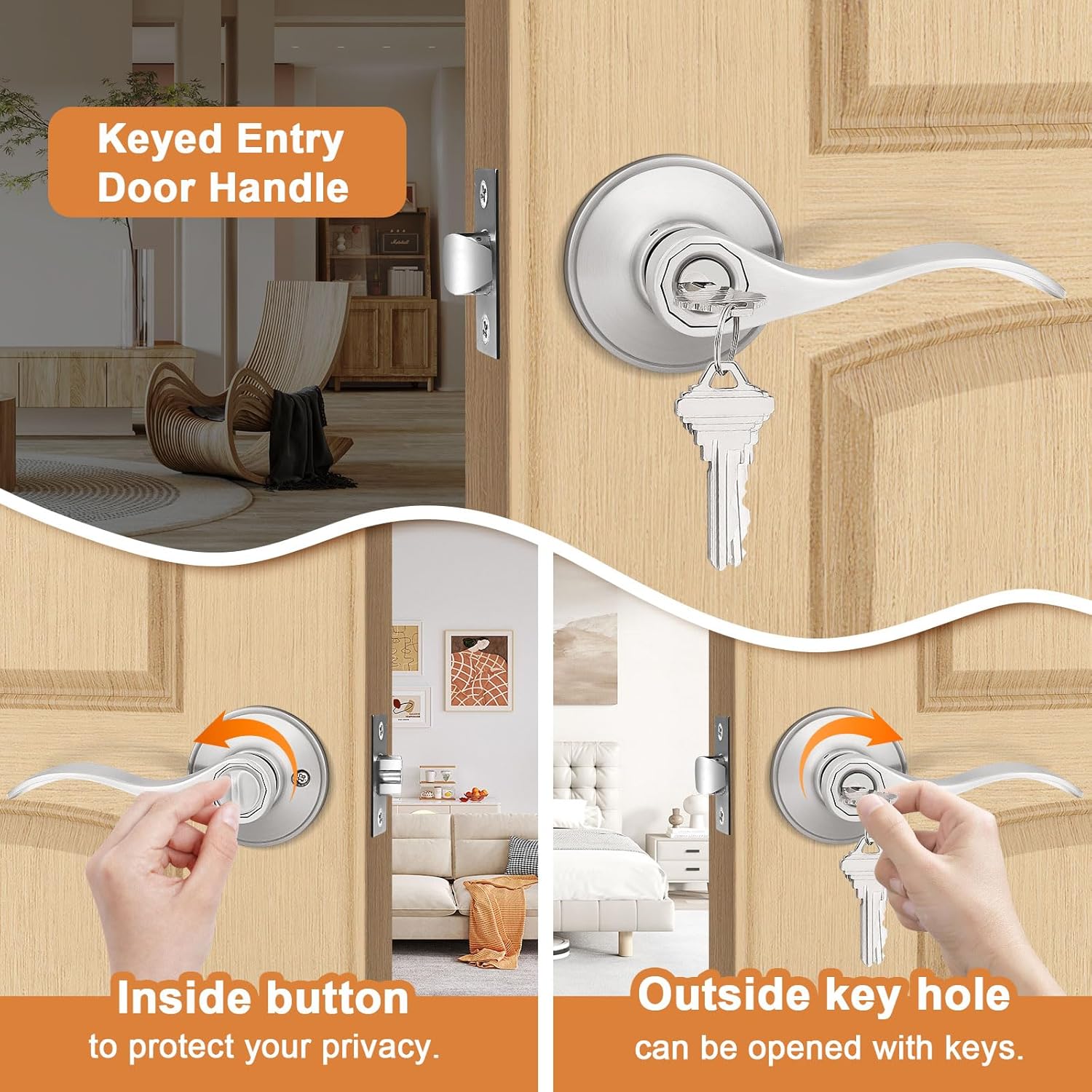 (2 Pack Wave Style Keyed Alike Entry Levers - Door Lever