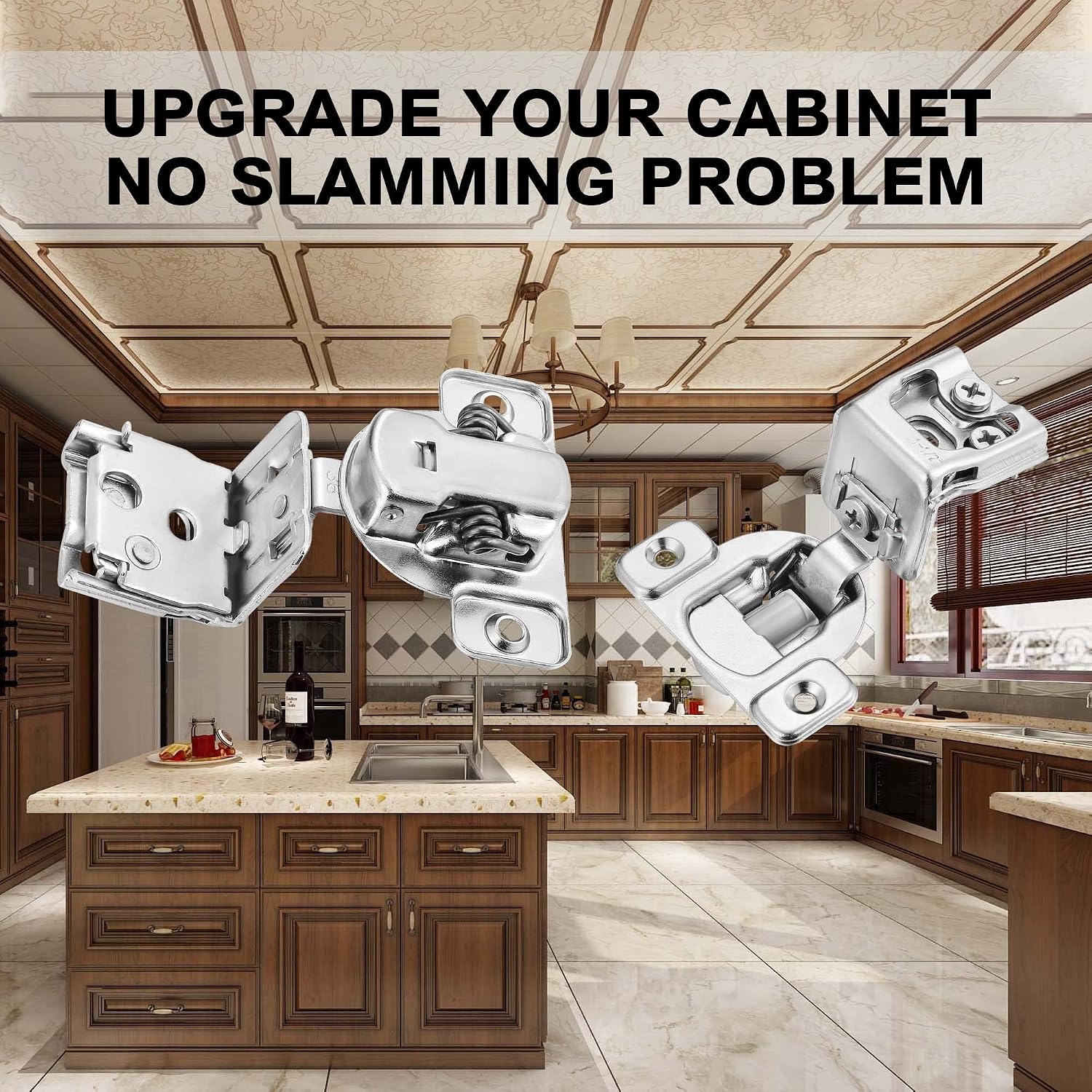 (4 Pack) 1-1/2 Inch Overlay Soft Close Cabinet Hinges, Kitchen Concealed Hinges for Face Frame Door, European Hinges