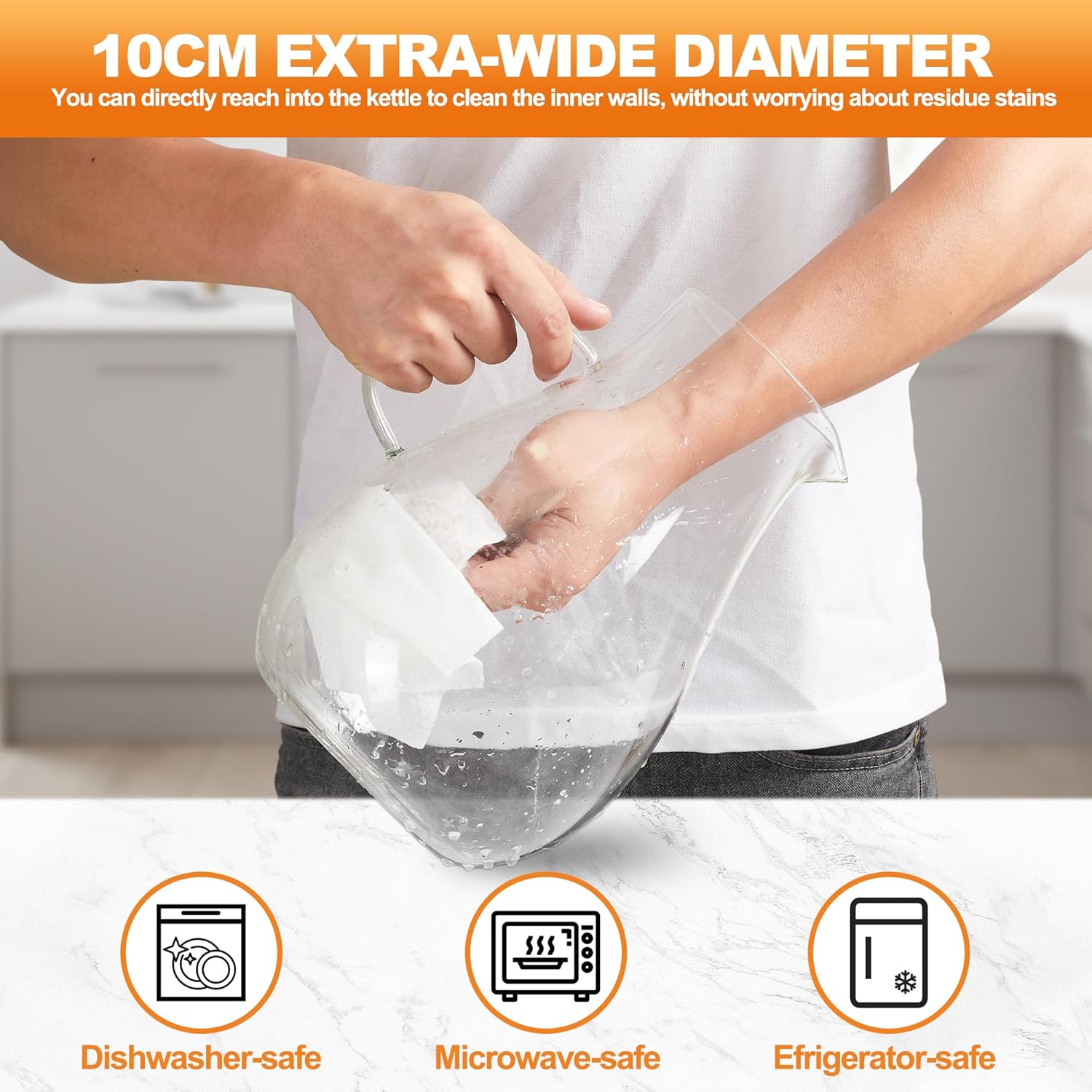 1 Gallon Glass Pitcher with Lid and Handle, Hot & Cold Water Jug, Extra-Wide Mouth Beverage Carafe for Juice, Iced