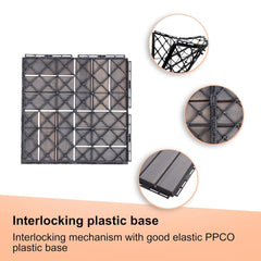 10 PCS Interlocking Deck Tiles, Solid Wood Patio Flooring Outdoor Waterproof, 12"x12"x0.8" Acacia Wood Tiles, Patio