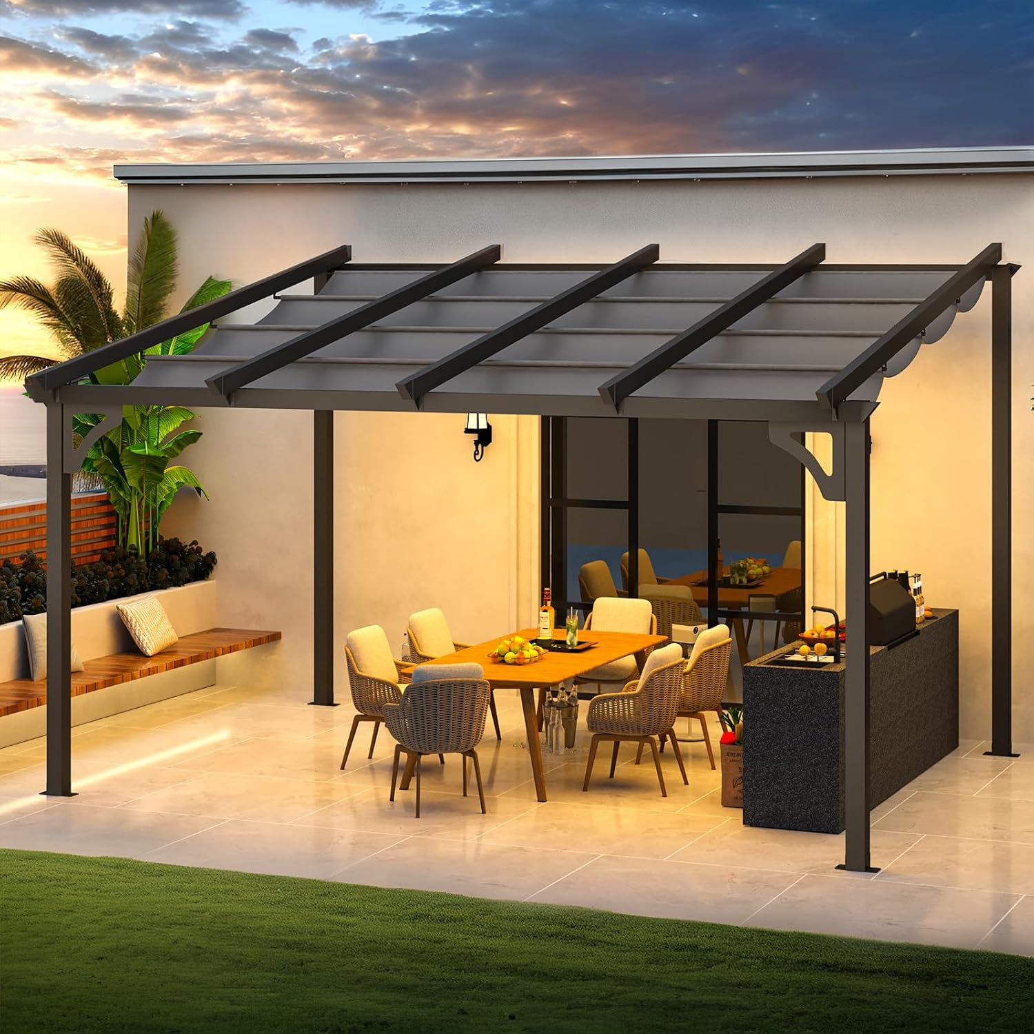 10' x 14' Gazebo Pergola for Patio, Adjustable Sun Shade Canopy Roof
