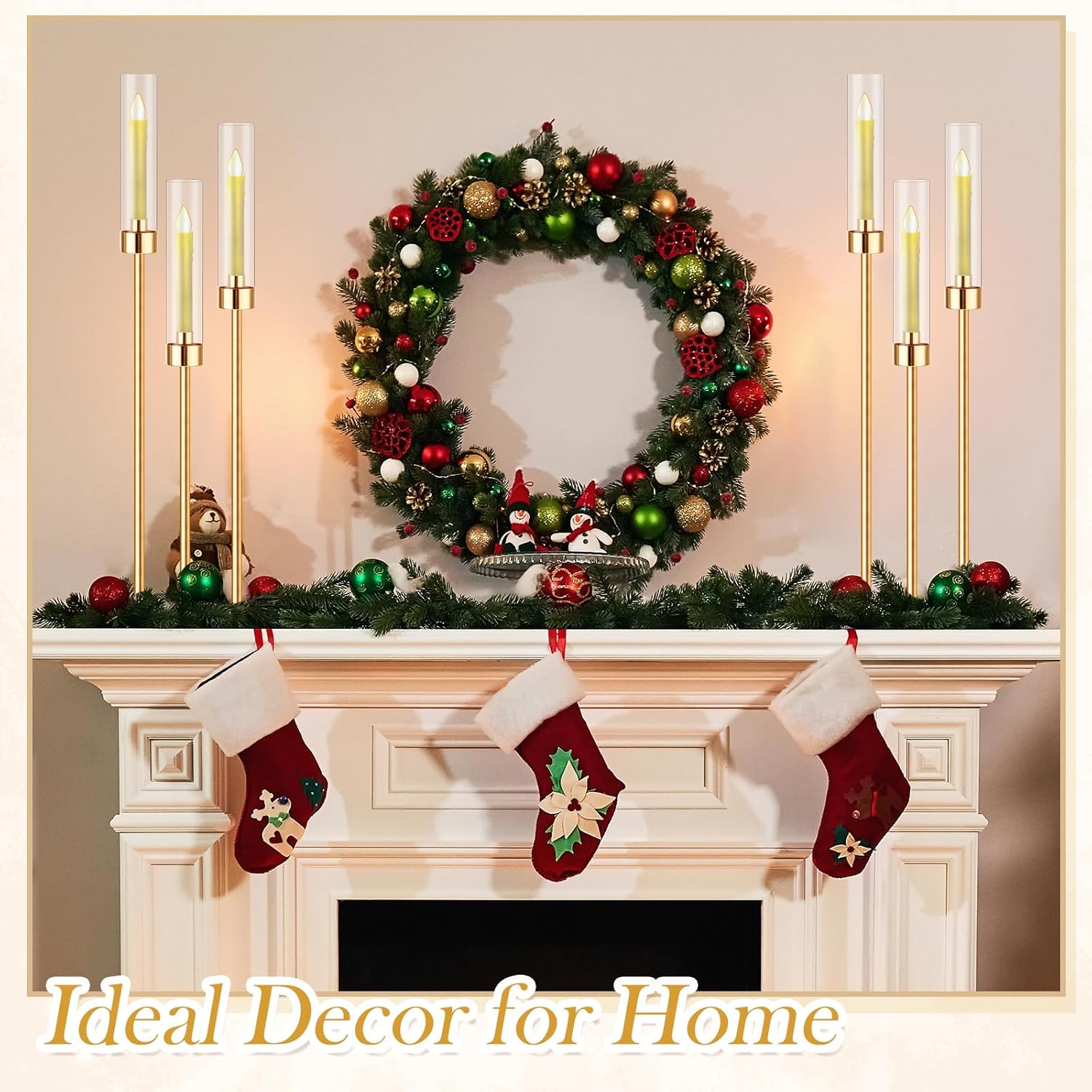 10 Set 3 Arm Candelabra Centerpiece 33.8 Inch Candle Holder Gold Candelabra Metal Floor Pillar Candlesticks for Tables Wedding Home Party Decoration