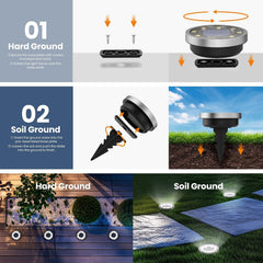 10 Pack Solar Ground Lights Outdoor, Backyard Decor Cool White | IP65 Waterproof Stainless Steel Landscape Lighting
