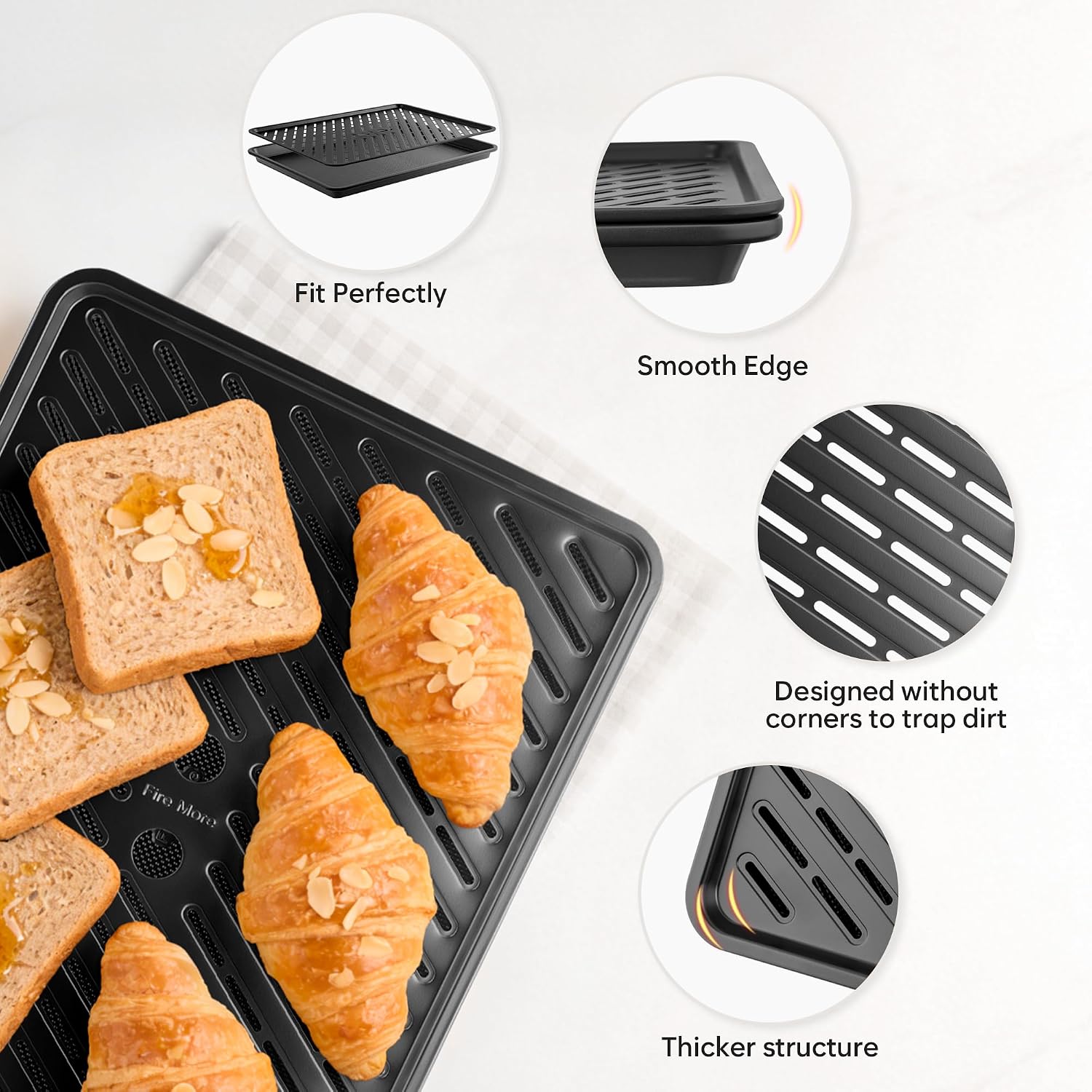 10-Piece Nonstick Bakeware Set, 0.8MM Thick Carbon Steel Pan Set for Oven with Cookie Sheet, Muffin Pan, Pizza Pan