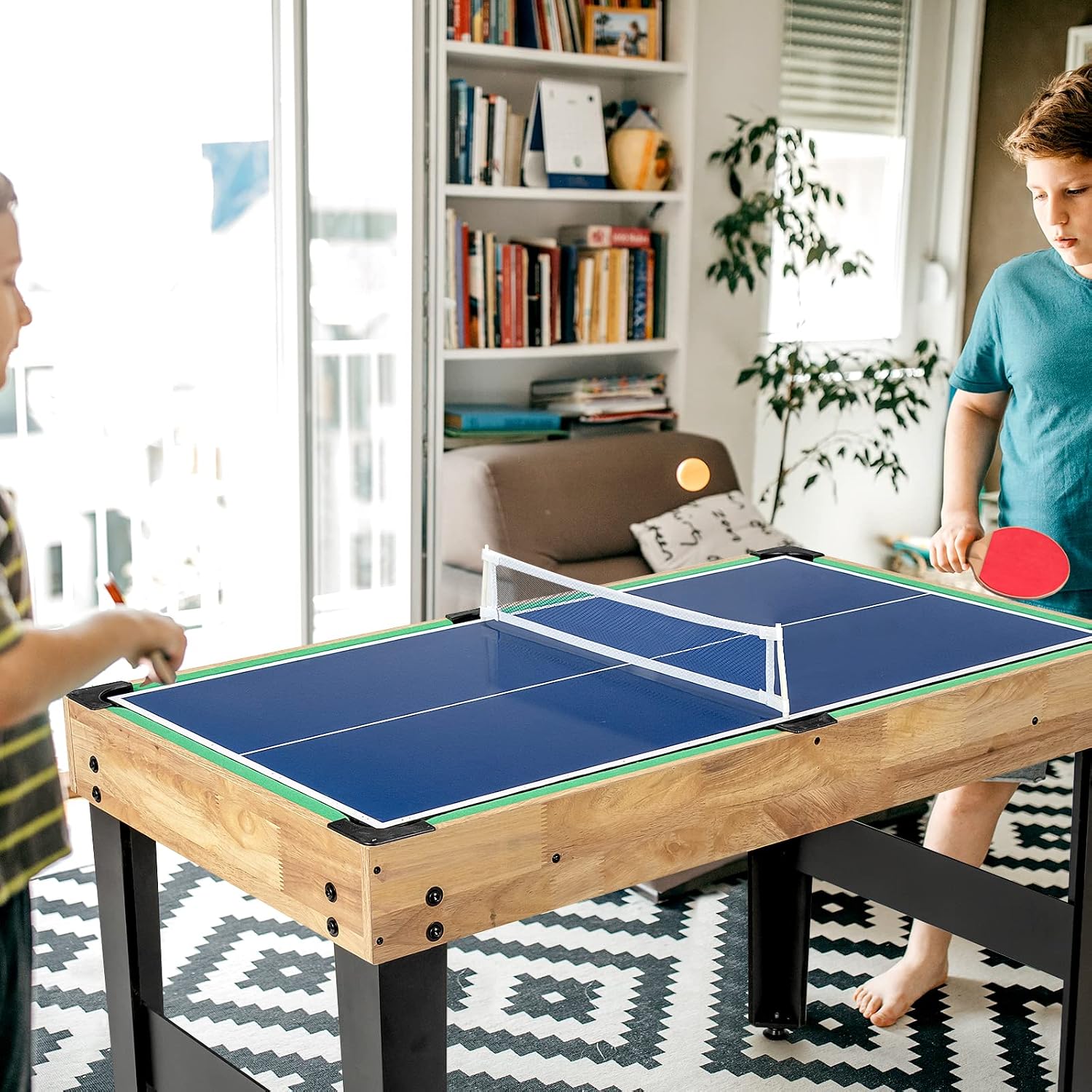10-in-1 Multi Game Table, Combo Game Table Set w/Hockey, Foosball Pool Ping-Pong Chess Cards Checkers Bowling