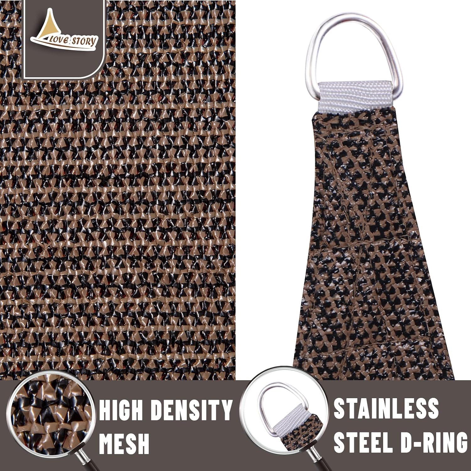 10' x 13' Rectangle Sun Shade Sail for Outdoor Patio, Brown | HDPE Fabric, 95% UV Block, Breathable Sunshade, Canopy