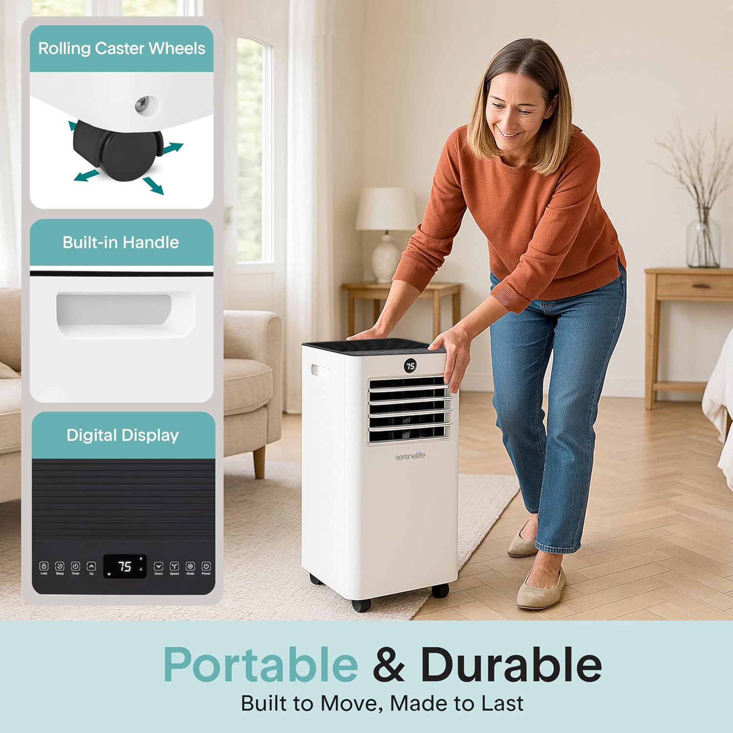 10,000 BTU Portable Air Conditioner and Heater, Small AC with Dehumidifier and Fan