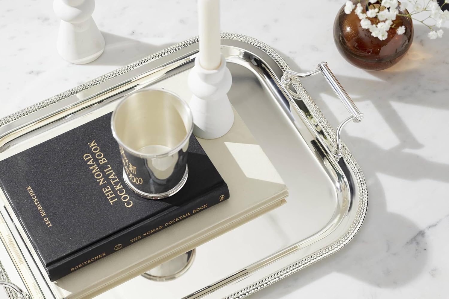 & Barton Silverplate Rectangular Serving Tray, Coffee Table Decor | mirror finish, hand wash only | handles for easy