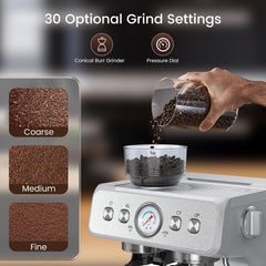 (2026 Upgrade) Espresso Machine with Grinder, Expresso Coffee Machines with Built-in Anti-Clog Coffee Grinder/Milk