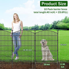 10 Panels No Dig Decorative Garden Fence - 40 in (H) x 23.6 ft (L), Dog Fence Outdoor for Yard,Rustproof Metal Animal