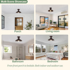 10.5" Oil Rubbed Bronze Semi Flush Mount Ceiling Light, Rust-Resistant Powder Coated Metal Barn Fixture for Kitchen