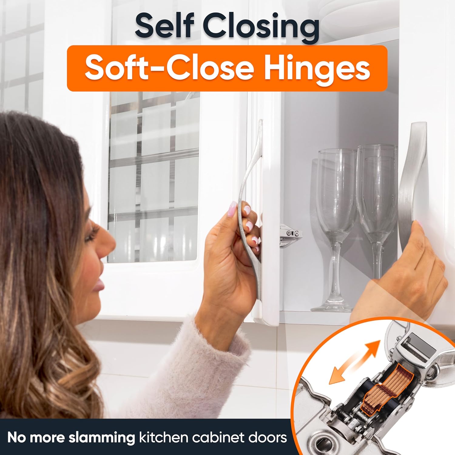 (50 PCS) Full Overlay Soft Close Cabinet Hinges Cabinets - 105° Face Frame Concealed Cabinet Door Hinge -3 Way