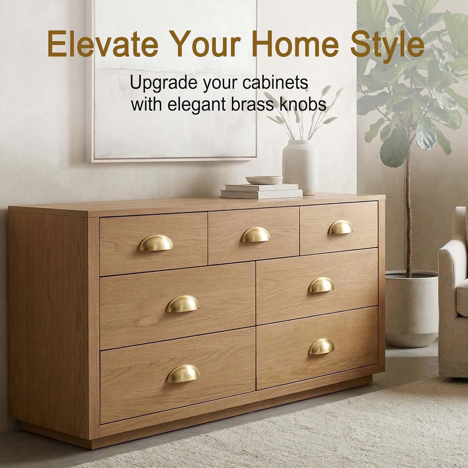 10-Pack Solid Brass Cabinet Bin Pulls,Gold Cup Drawer Dresser Handles,3-Inch Hole Center,Kitchen Cupboard Konbs