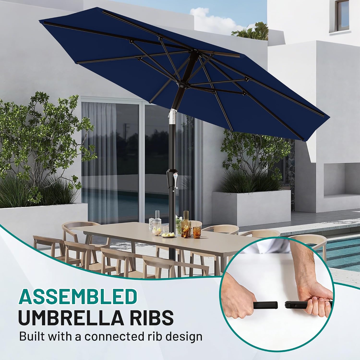 10 FT Outdoor Patio Umbrella, Patio Table Umbrella with Push Button Tilt and Crank
