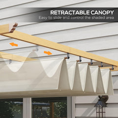 10' x 13' Retractable Pergola Canopy, Wood Grain Aluminum Pergola, Outdoor Sun Shade Shelter for Grill, Garden, Patio