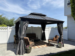 10' X 12' Permanent Hardtop Gazebo Aluminum Gazebo with Galvanized Steel Double Roof for Patio Lawn and Garden