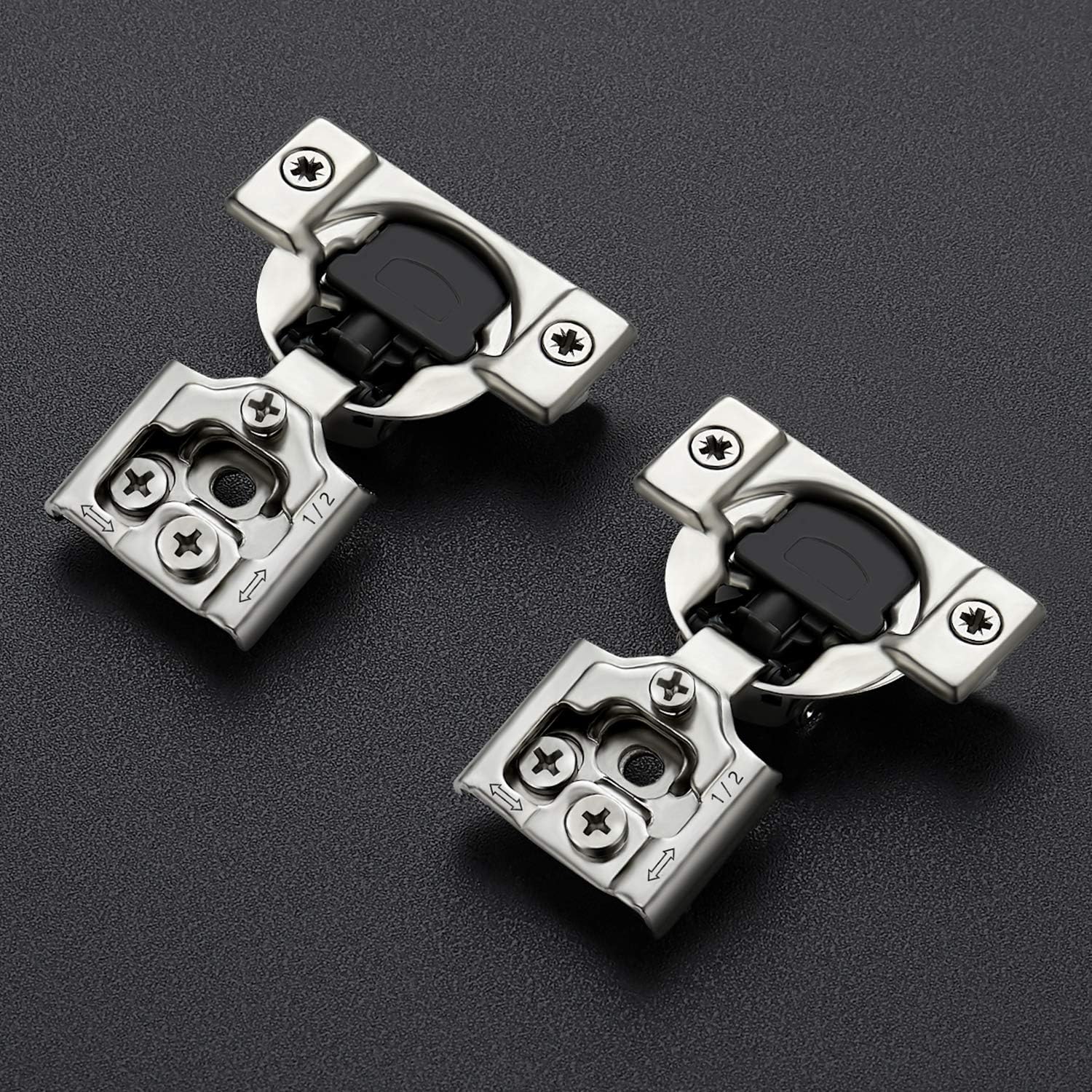 10 Pack 5 Pairs 1/2 inch Overlay Soft Close Hinges Hinges Satin Nickel Hidden Hinges Stainless Steel Concealed Hinge